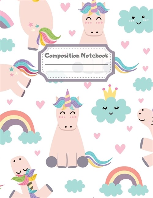 Composition Notebook: Wide Ruled Lined Paper: Large Size 8.5x11 Inches, 110 pages. Notebook Journal: Pink Unicorn Jumping Workbook for Child (Paperback)