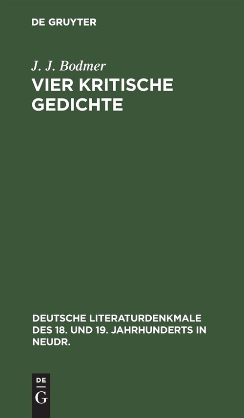 Vier kritische Gedichte (Hardcover, Reprint 2020)