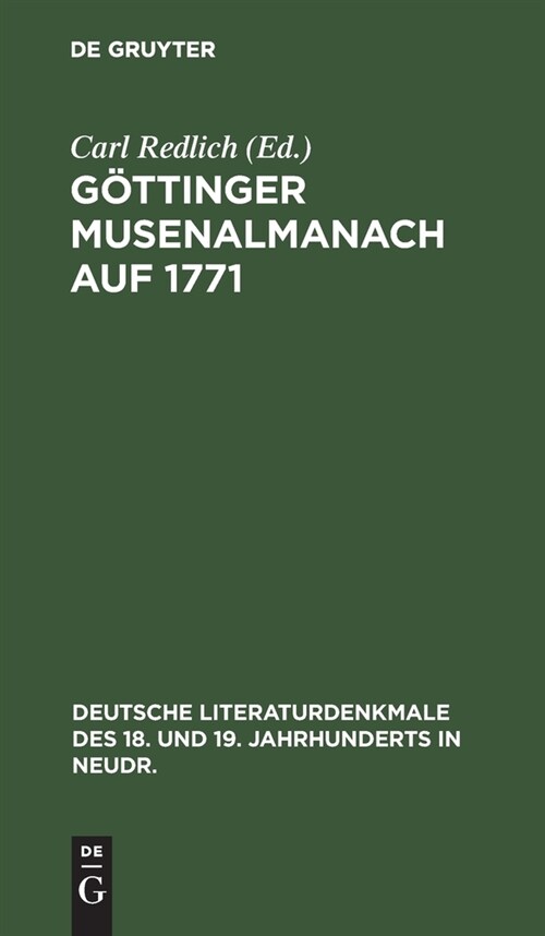 G?tinger Musenalmanach auf 1771 (Hardcover, Reprint 2020)