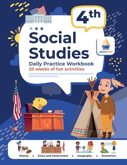 [중고] 4th Grade Social Studies: Daily Practice Workbook 20 Weeks of Fun Activities History Civic and Government Geography Economics + Video Explanatio (Paperback)