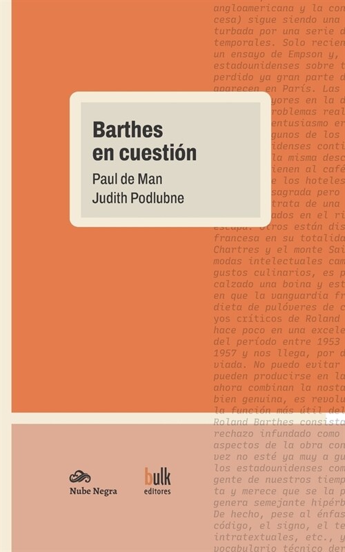 Barthes en cuesti? (Paperback)