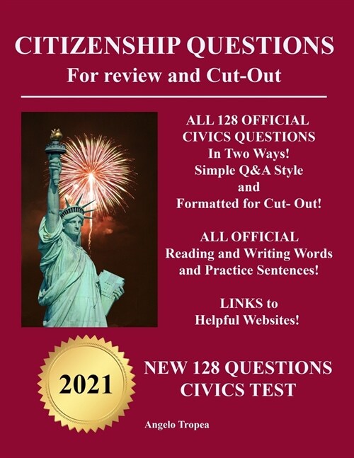 Citizenship Questions For Review And Cut-Out: New 128 Questions Citizenship Test (Paperback)