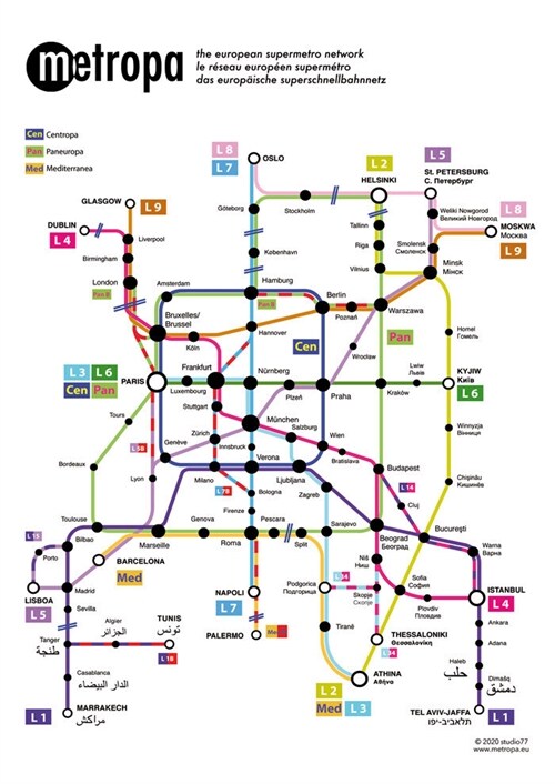 Metropa - Das europaische Superschnellbahnnetz, Poster, Großformat (Sheet Map)