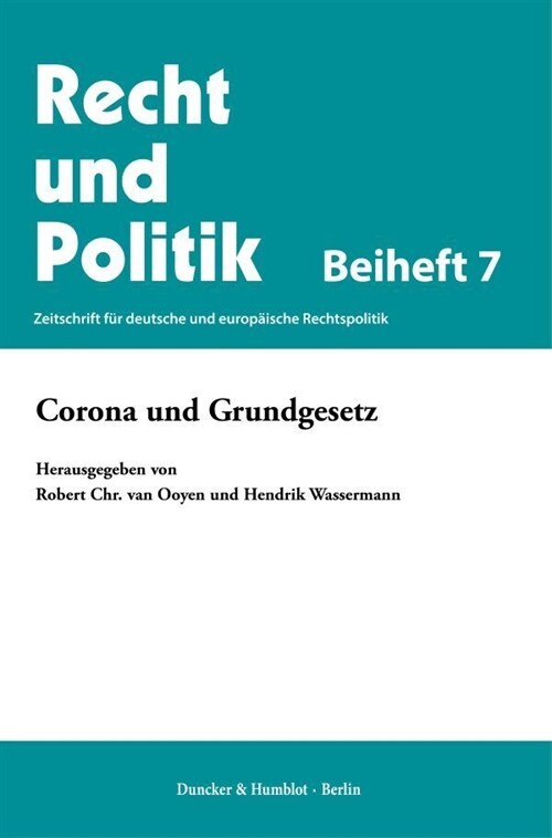 Corona Und Grundgesetz (Paperback)