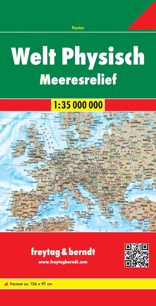 Freytag & Berndt Poster Welt physisch, Meeresrelief, gefalzt (Sheet Map)