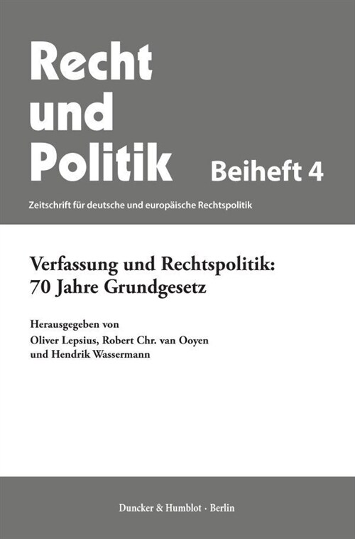 Verfassung Und Rechtspolitik: 70 Jahre Grundgesetz (Paperback)