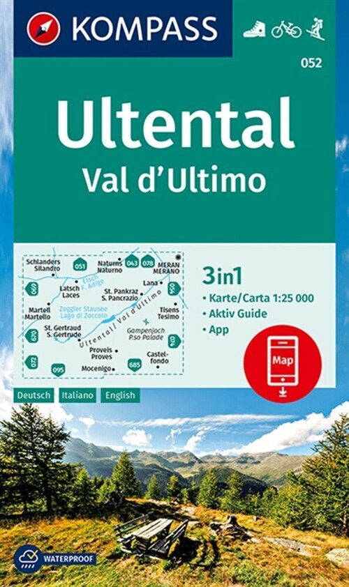 KOMPASS Wanderkarte Ultental, Val dUltimo (Sheet Map)