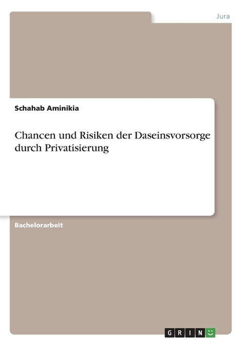 Chancen und Risiken der Daseinsvorsorge durch Privatisierung (Paperback)