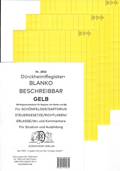 DurckheimRegister® BLANKO-GELB beschreibbar fur deine Gesetze (General Merchandise)