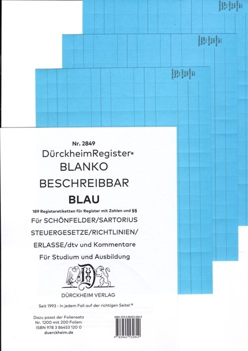 DurckheimRegister® BLANKO-BLAU beschreibbar fur Gesetzessammlungen (General Merchandise)