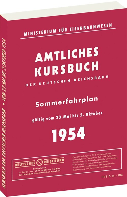 Kursbuch der Deutschen Reichsbahn - Sommerfahrplan 1954 (Paperback)