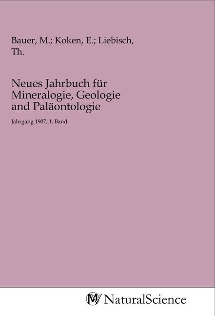 Neues Jahrbuch fur Mineralogie, Geologie and Palaontologie (Paperback)