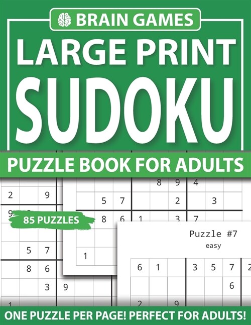 Large Print Sudoku Puzzle Book For Adults: One Puzzle Per Page: Easy-To-Hard Sudoku Puzzles Book For Adults And Senior As A Great Educational Gift For (Paperback)