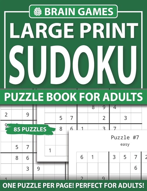 Large Print Sudoku Puzzle Book For Adults: One Puzzle Per Page: Large Print Challenging Brain Exercise Sudoku Book With 85 Puzzles For 85 Holiday (Paperback)
