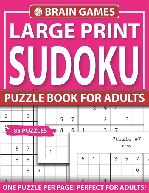 Brain Games Large Print Sudoku Puzzle Book For Adults: Entertaining and Fun Puzzles Book for All with Solutions-Book 6 (Paperback)