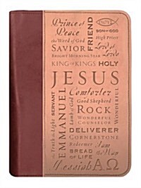 Names of Jesus Bible Cover, Zippered, Italian Duo-Tone Imitation Leather, Brown/Tan, Large (Other)