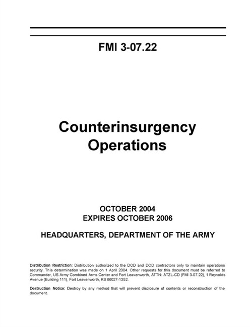 FMI 3-07.22 Counterinsurgency Operations (Paperback)