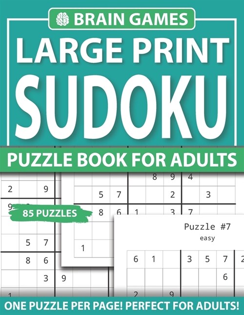 Large Print Sudoku Puzzle Book For Adults: One Puzzle Per Page: Large Print Challenging Brain Exercise Sudoku Book Gift Book For Adults And Seniors (Paperback)