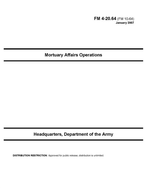 FM 4-20.64 Mortuary Affairs Operations (Paperback)