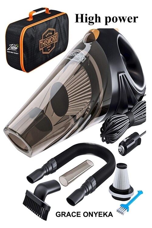 High Power: Corded Handheld Vacuum w/ 16 foot cable - 12V - Best Car & Auto Accessories Kit for Detailing and Cleaning Car Interio (Paperback)
