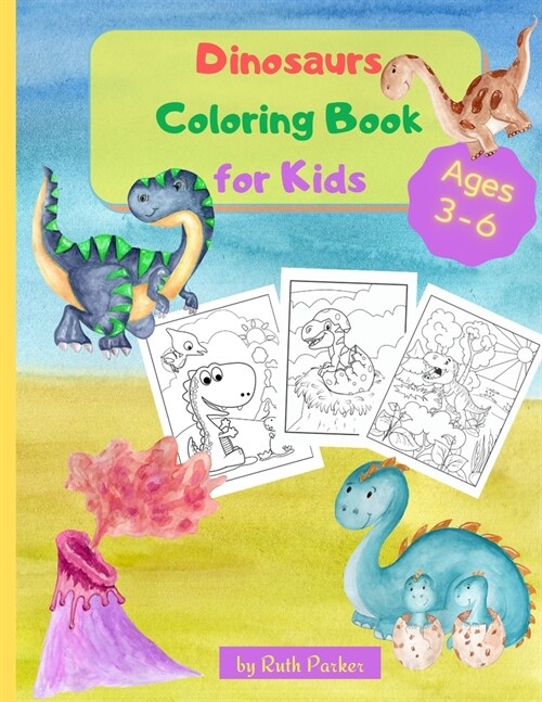 Dinosaurs Coloring Book for Kids: A Fun Coloring Book for Kids - 8.5 x 11 inches, 35 Big Pages to Color and Learn About Dinosaurs (Paperback)