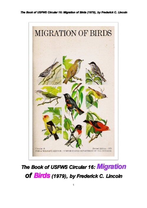 북미에서의 철새들의 이동 (The Book of USFWS Circular 16: Migration of Birds (1979), by Frederick C. Lincoln) 커버