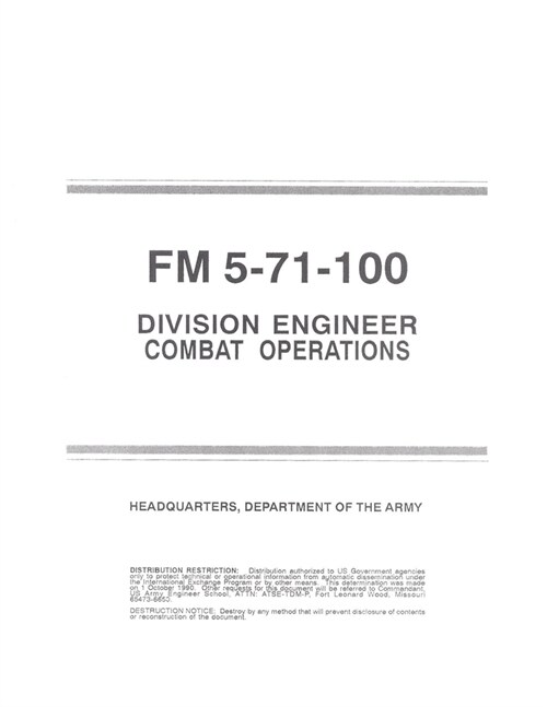 FM 5-71-100 Division Engineer Combat Operations (Paperback)