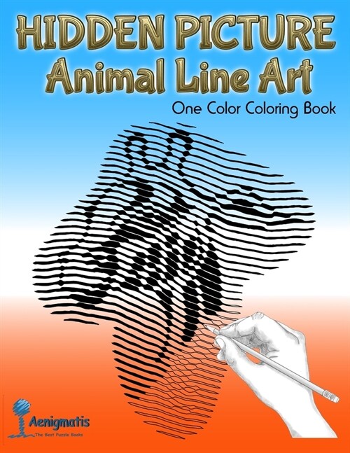 Hidden Picture Animal Line Art: One Color Coloring Book (Paperback)