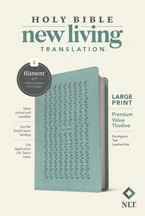 NLT Large Print Premium Value Thinline Bible, Filament Enabled (Leatherlike, Eucalyptus Teal) (Imitation Leather)