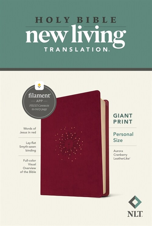 NLT Personal Size Giant Print Bible, Filament-Enabled Edition (Leatherlike, Aurora Cranberry, Red Letter) (Imitation Leather)