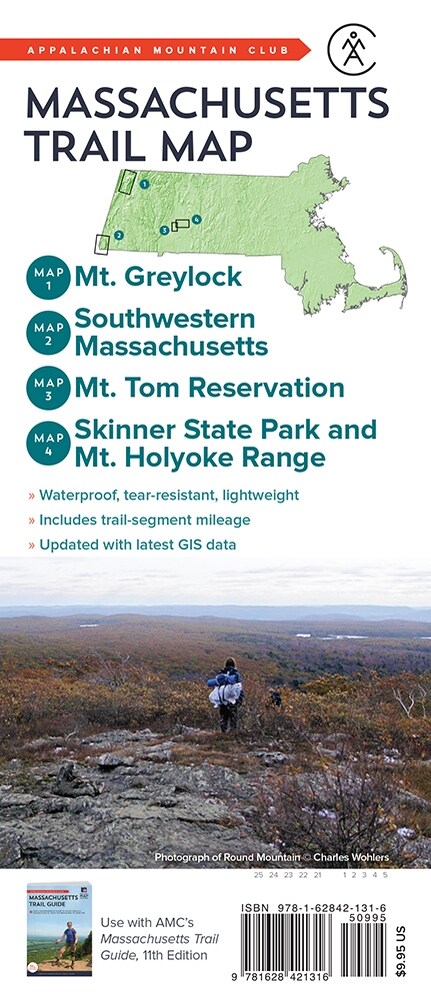 Massachusetts Trail Map: Mt. Greylock, Southwestern Massachusetts, Mt. Tom Reservation, and Skinner State Park and Mt. Holyoke Range (Folded)