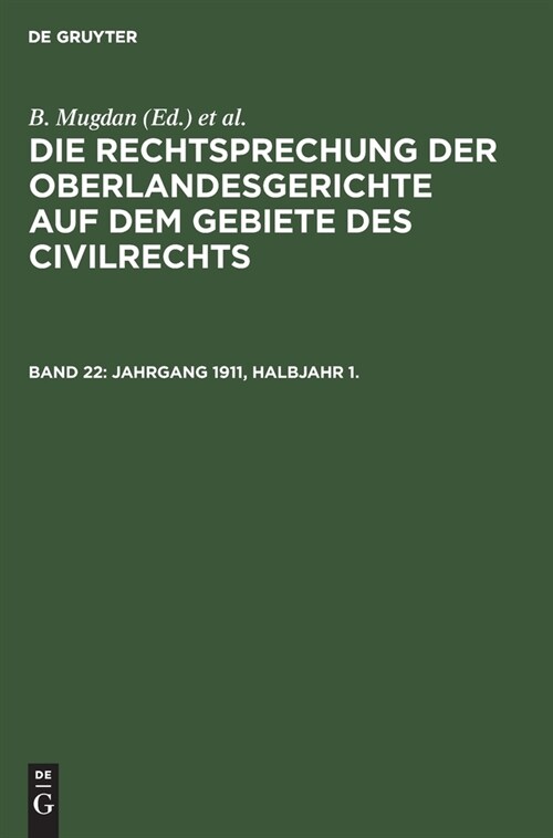 Jahrgang 1911, Halbjahr 1. (Hardcover, Reprint 2020)