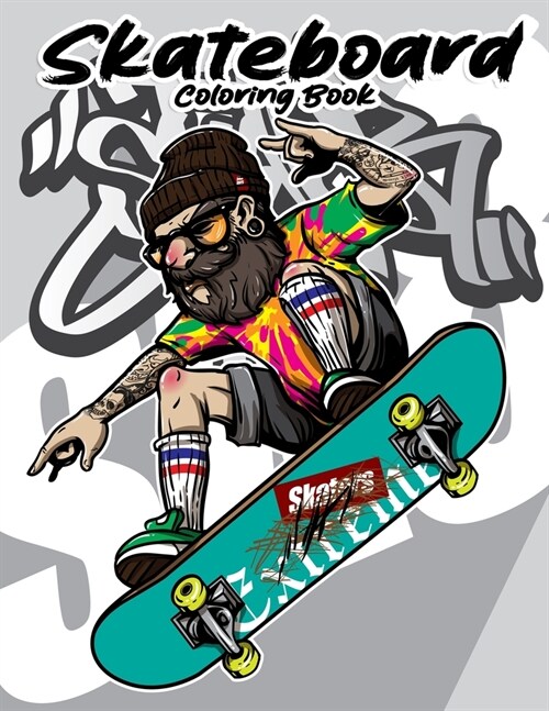 Skateboard coloring book: Funny Skateboarding Coloring book for Adults teenagers and kids (Paperback)