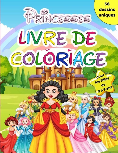 Livre de coloriage de princesses pour les filles de 3 à 9 ans (Paperback)