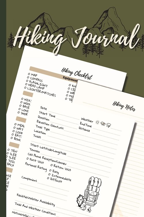 Hiking Journal: Hiking Logbook With Prompts Trail Log Book Hikers Journal Great Gift Idea for Hiker, Camper, Travelers & Outdoor Spor (Paperback)