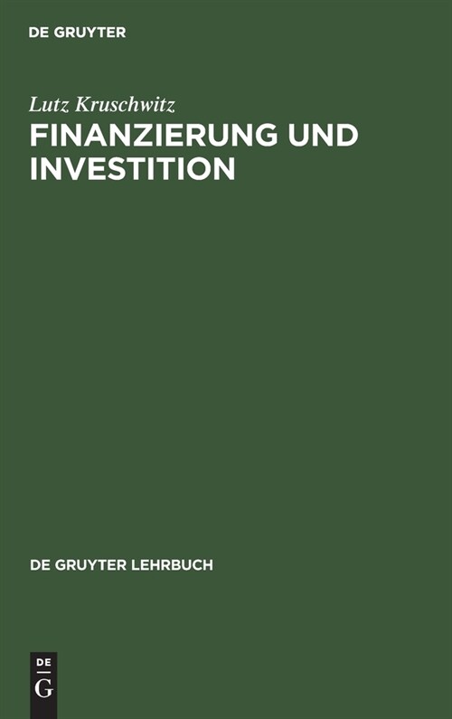 Finanzierung und Investition (Hardcover, Reprint 2021)