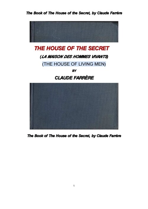 사는 사람의 비밀의 집 (The Book of The House of the Secret, by Claude Farrere)