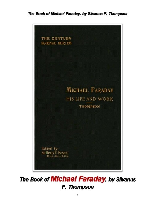 마이클 패러데이 의 인생과 업적 (The Book of Michael Faraday, by Silvanus P. Thompson)