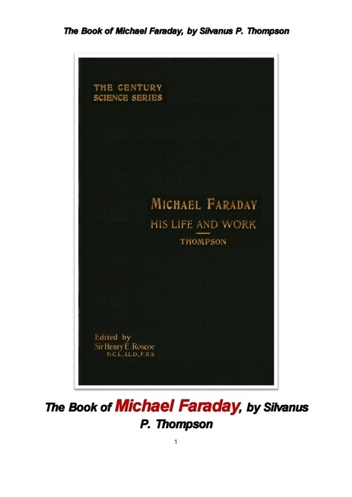 마이클 패러데이 의 인생과 업적 (The Book of Michael Faraday, by Silvanus P. Thompson) 커버