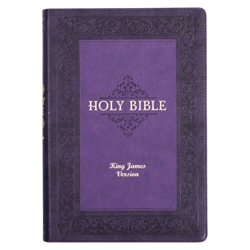 KJV Study Bible, Large Print Faux Leather - Thumb Index, King James Version Holy Bible, Purple Two-Tone (Leather)