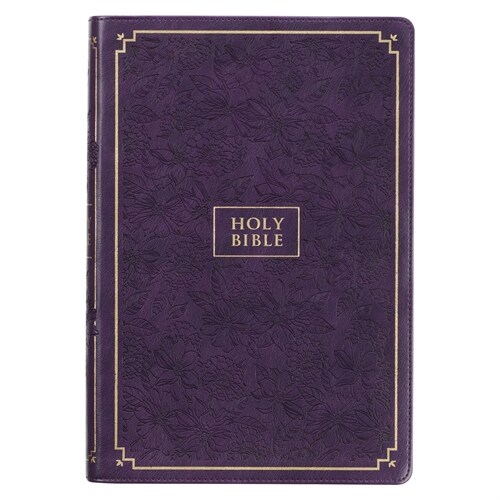 KJV Holy Bible, Giant Print Full-Size Faux Leather Red Letter Edition - Thumb Index & Ribbon Marker, King James Version, Purple Floral (Leather)