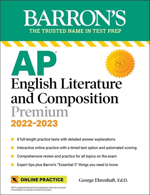 AP English Literature and Composition Premium, 2022-2023: 8 Practice Tests + Comprehensive Review + Online Practice (Paperback, 9)