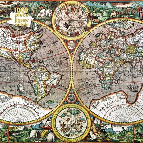 Adult Jigsaw Puzzle Pieter van den Keere: Antique Map of the World : 1000-piece Jigsaw Puzzles (Jigsaw)