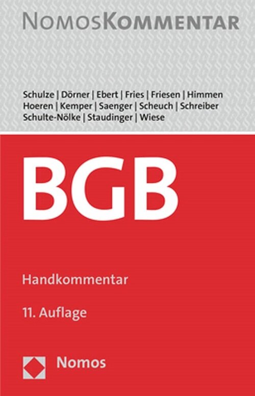 Burgerliches Gesetzbuch: Handkommentar (Hardcover, 11)