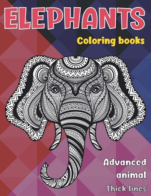 알라딘 Advanced Animal Coloring Books Thick Lines Elephants (Paperback)