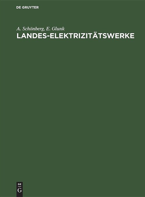 Landes-Elektrizit?swerke (Hardcover, Reprint 2019)