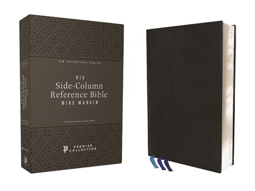 Niv, Wide Margin Side Column Reference Bible, Premium Goatskin Leather, Black, Premier Collection, Black Letter, Art Gilded Edges, Comfort Print (Leather)