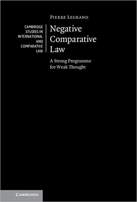 Negative Comparative Law : A Strong Programme for Weak Thought (Hardcover)