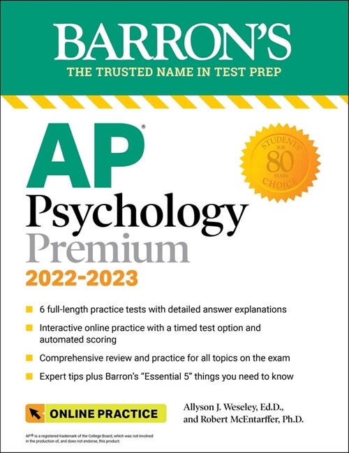 AP Psychology Premium, 2022-2023: Comprehensive Review with 6 Practice Tests + an Online Timed Test Option (Paperback, 10)