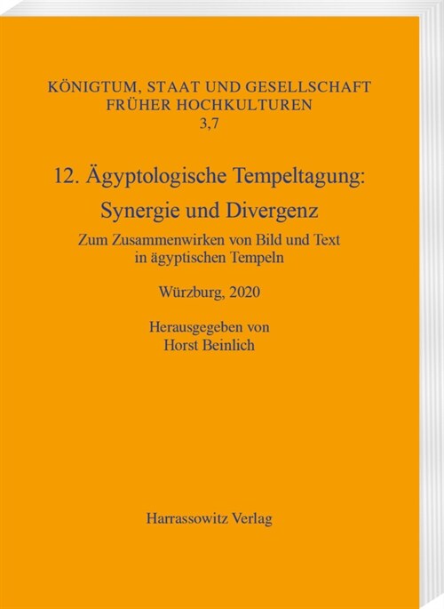 12. Agyptologische Tempeltagung. Synergie Und Divergenz: Zum Zusammenwirken Von Bild Und Text in Agyptischen Tempeln, Wurzburg 2020 (Paperback)